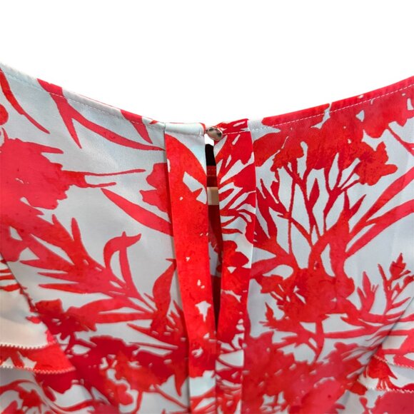 Banana Republic Women’s Red Floral Print Blouse Flutter Sleeve Top Size S - Picture 5 of 6